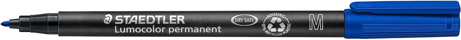 STAEDTLER 317-2 Lumocolor Permanent Pen, Medium Line Width, 1.0mm - Blue (Box of 10