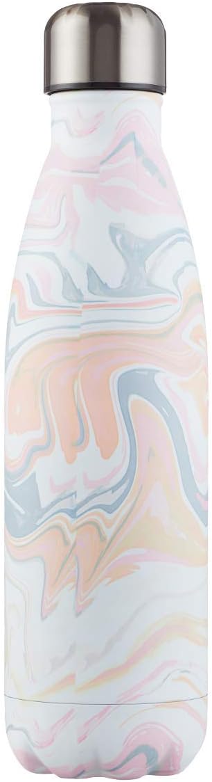 Christian Art Gifts Stainless Steel Double Wall Vaccum Insulated Water Bottle: Give Thanks - Psalm 107:1 Inspirational Bible Verse, Swirled White/Pink Marble for Hot & Cold Beverages, 17 oz.