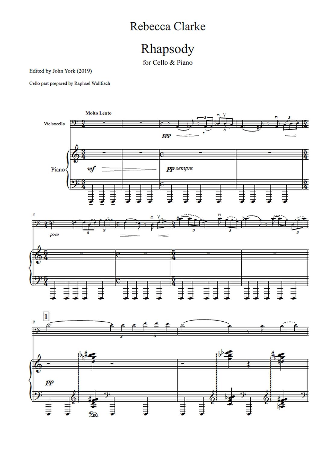 Rebecca Clarke: Rhapsody for Cello & Piano (Nimbus Music Publishing NMP1079