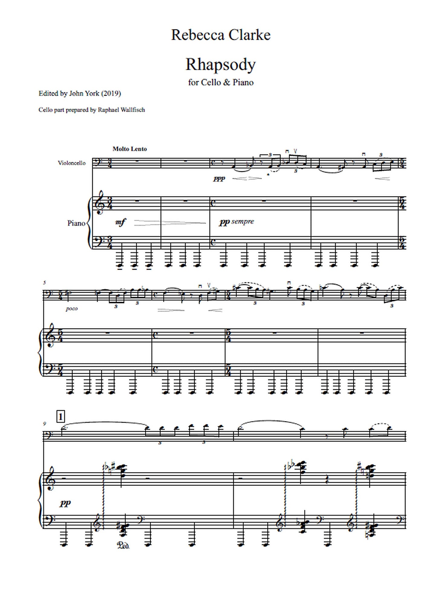 Rebecca Clarke: Rhapsody for Cello & Piano (Nimbus Music Publishing NMP1079