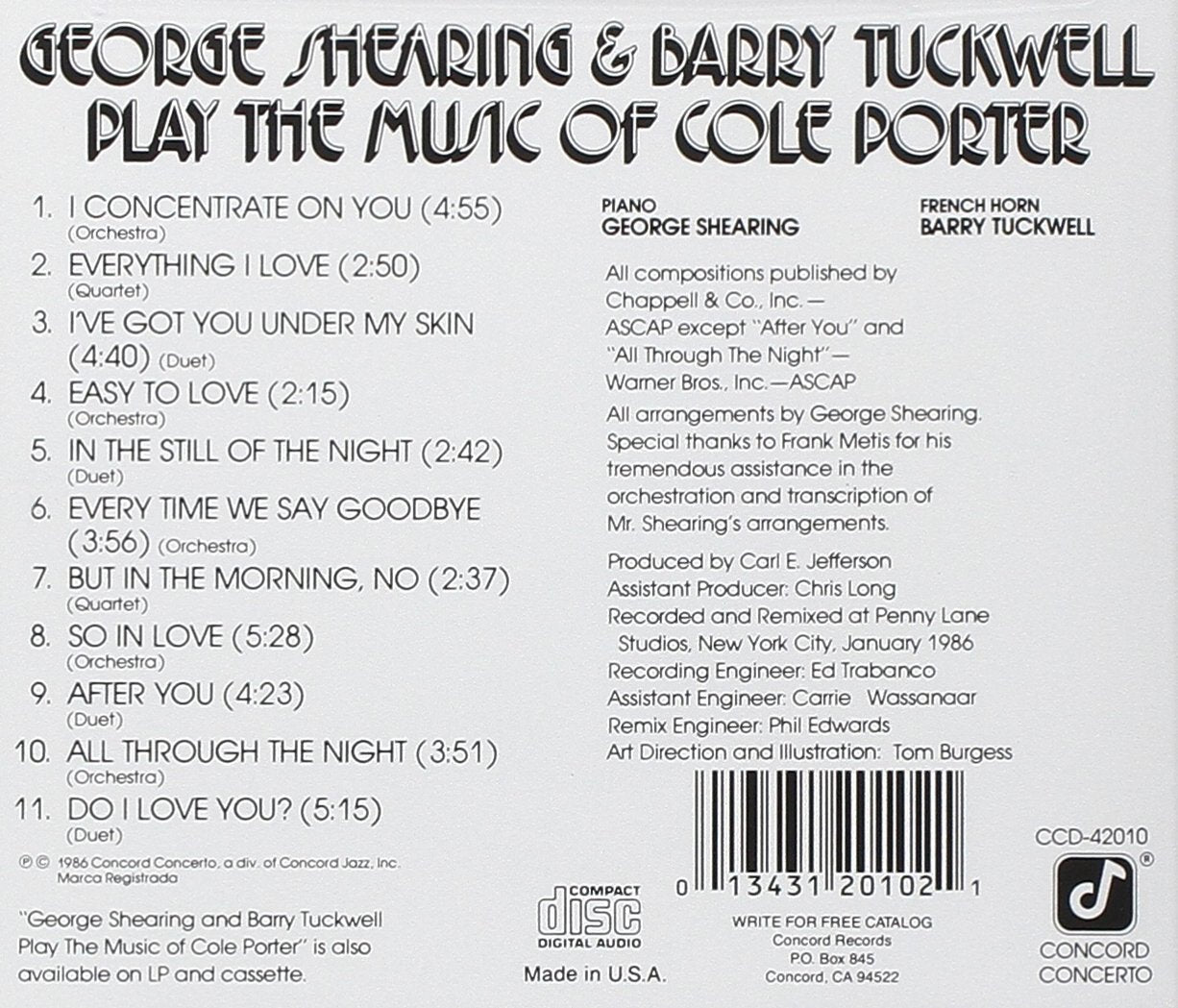 George Shearing & Barry Tuckwell-Music Of Cole Por