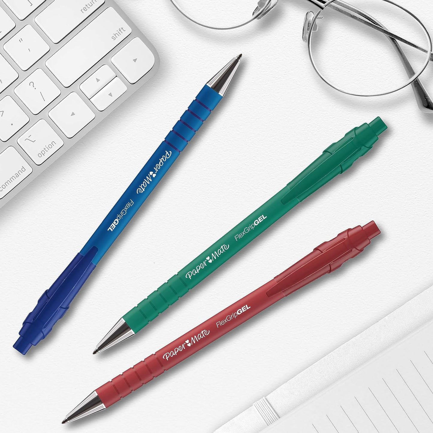 Paper Mate FlexGrip Gel Pens Medium Point (0.7 mm) Black, Blue, Red & Green Ink 4 Count