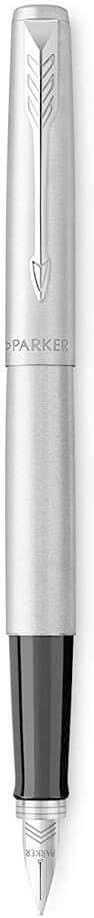 Waterman Expert Fountain Pen, Stainless Steel with Chrome Trim, Medium Nib with Blue Ink Cartridge, Gift Box