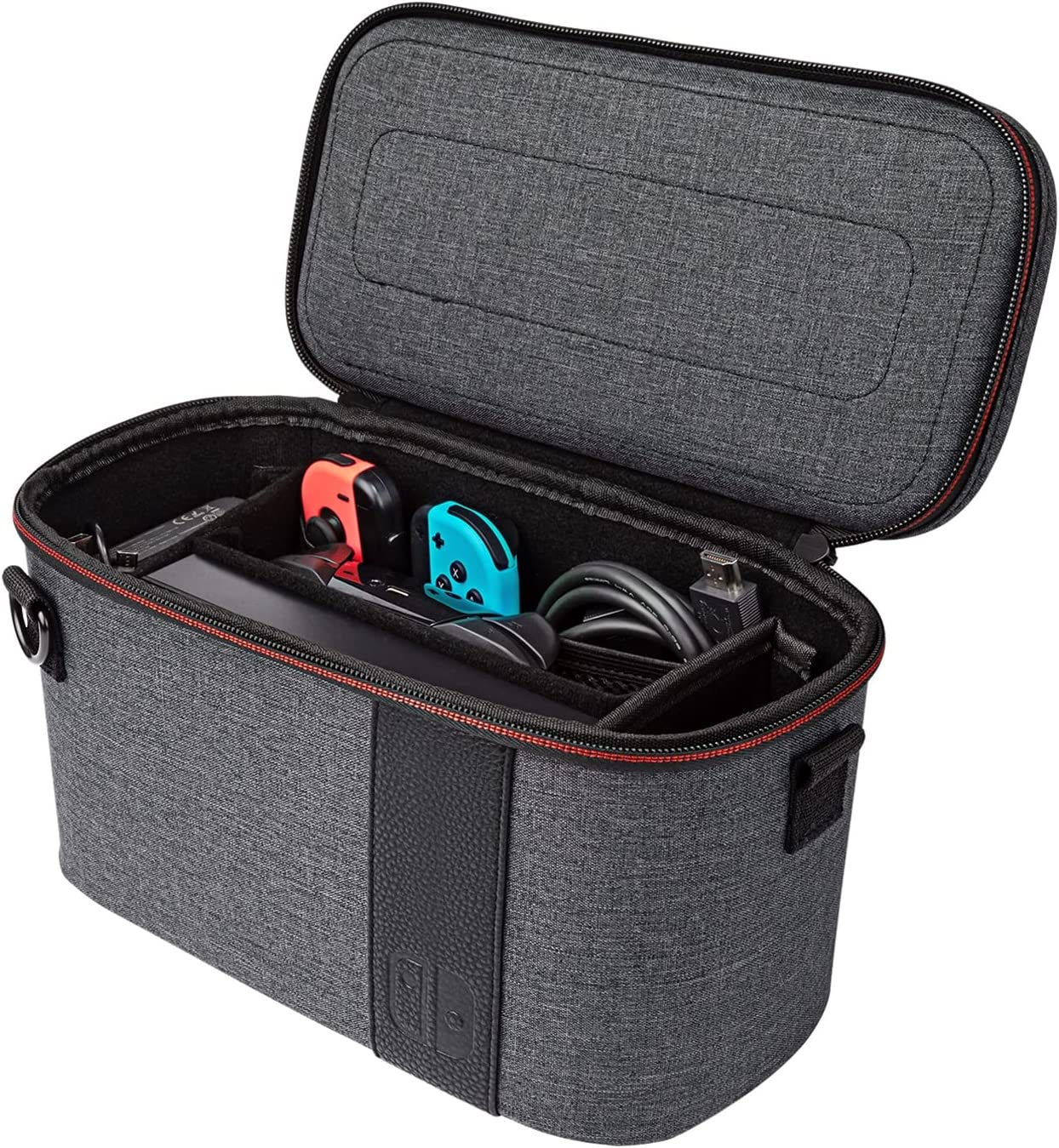 PDP Gaming Pull-N-Go Travel Case | Elite Edition | 2-in-1 with Removable Compartments: Grey - Nintendo Switch Pull-N-Go Grey