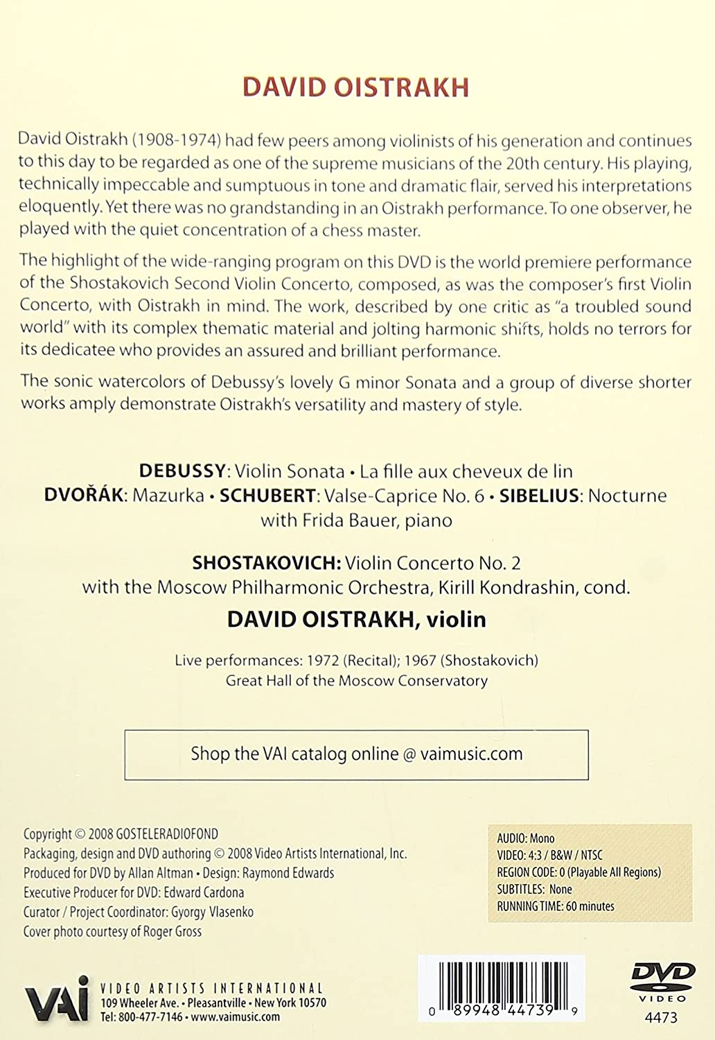 David Oistrakh: Shostakovich 1972