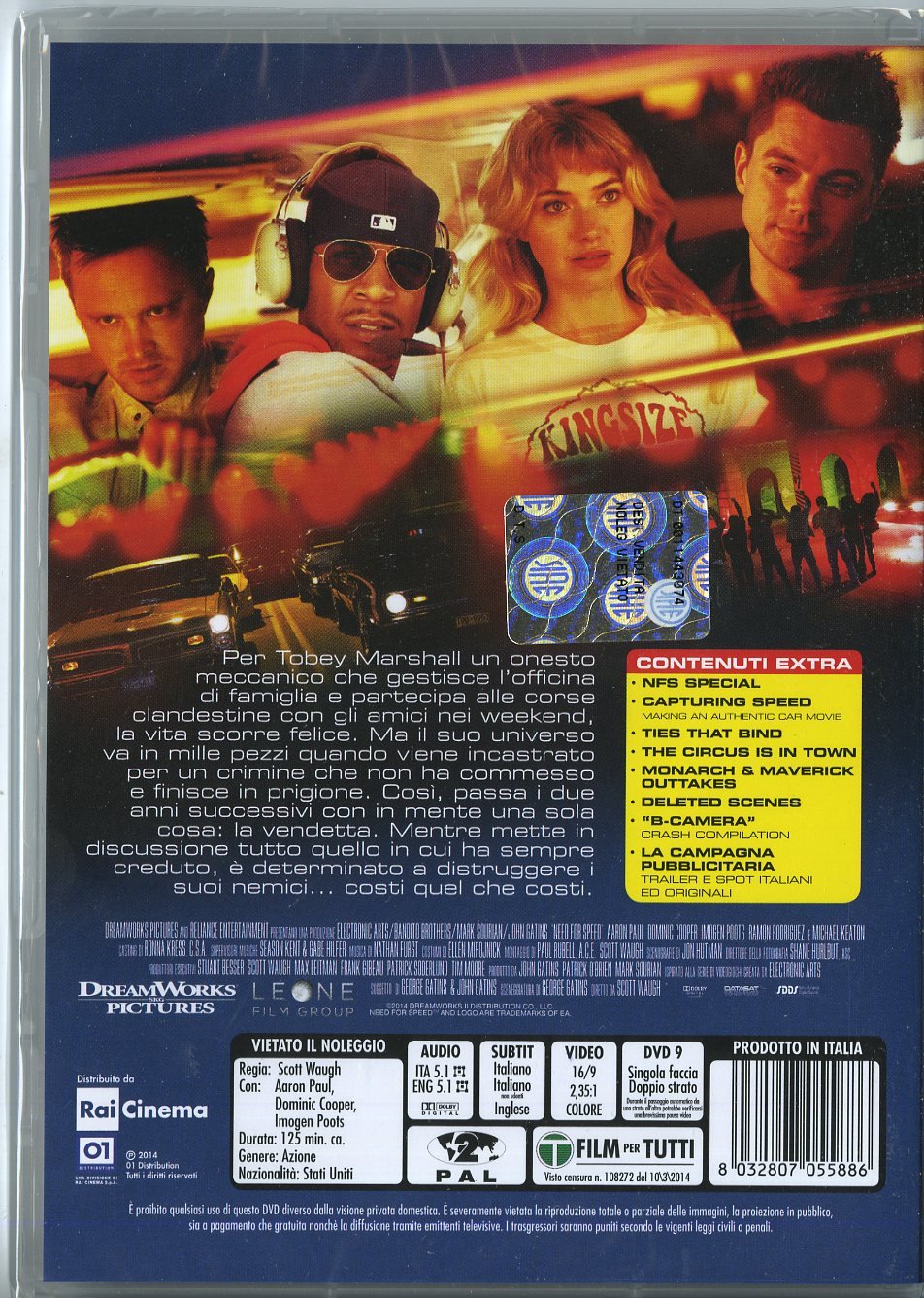 need for speed dvd Italian Import