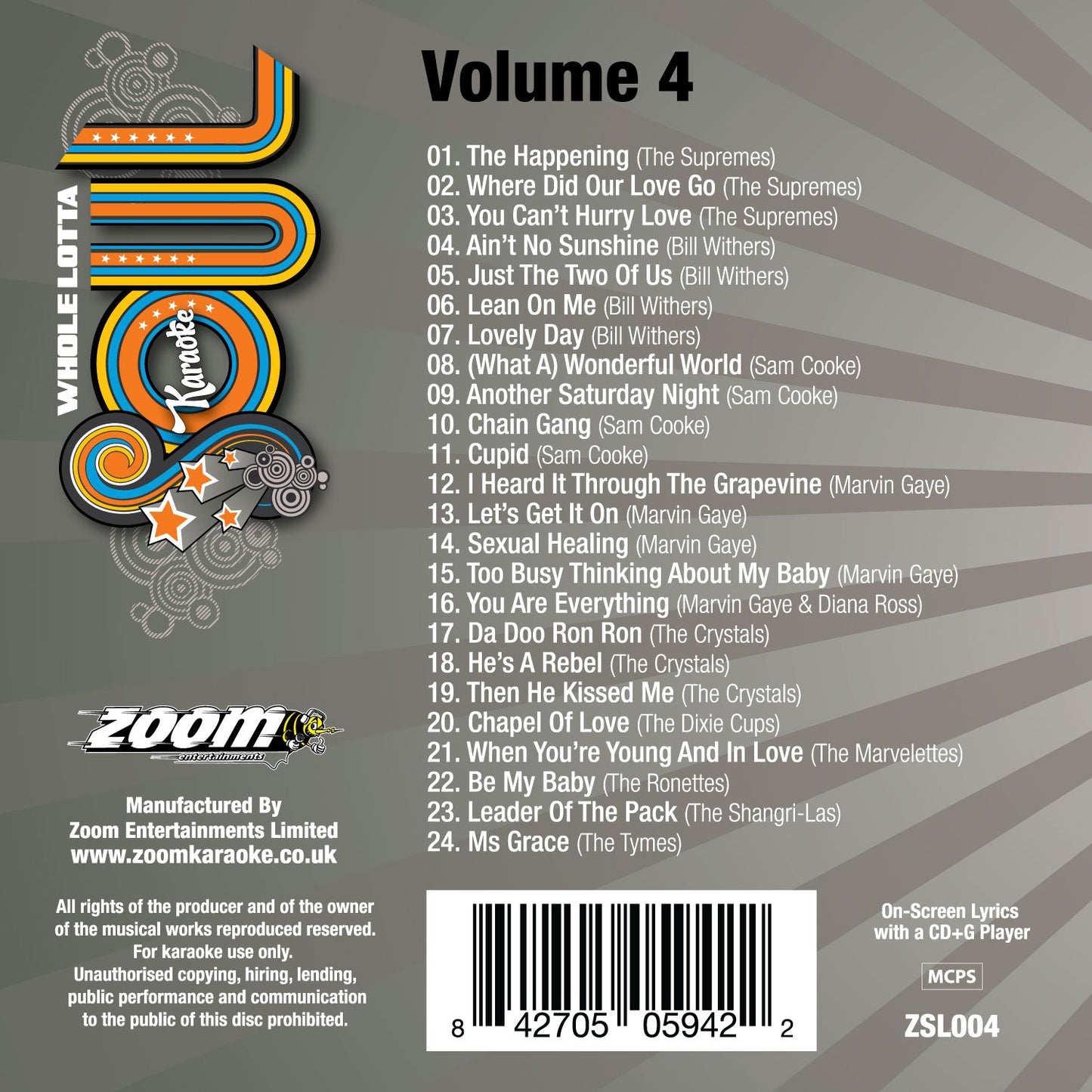 Zoom Karaoke CD+G - Whole Lotta Soul And Motown - Volume 4