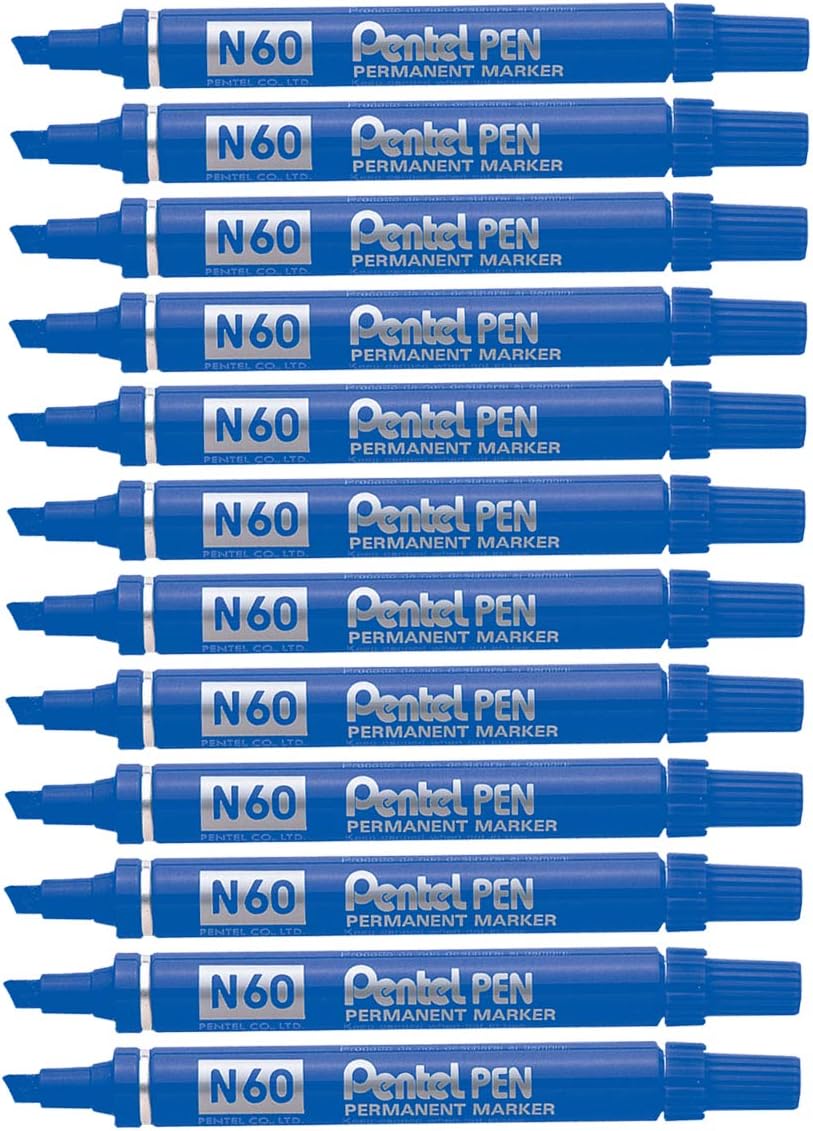 Pentel N60 Permanent Marker Chisel Tip Max.6mm Line Blue Ref N60-C