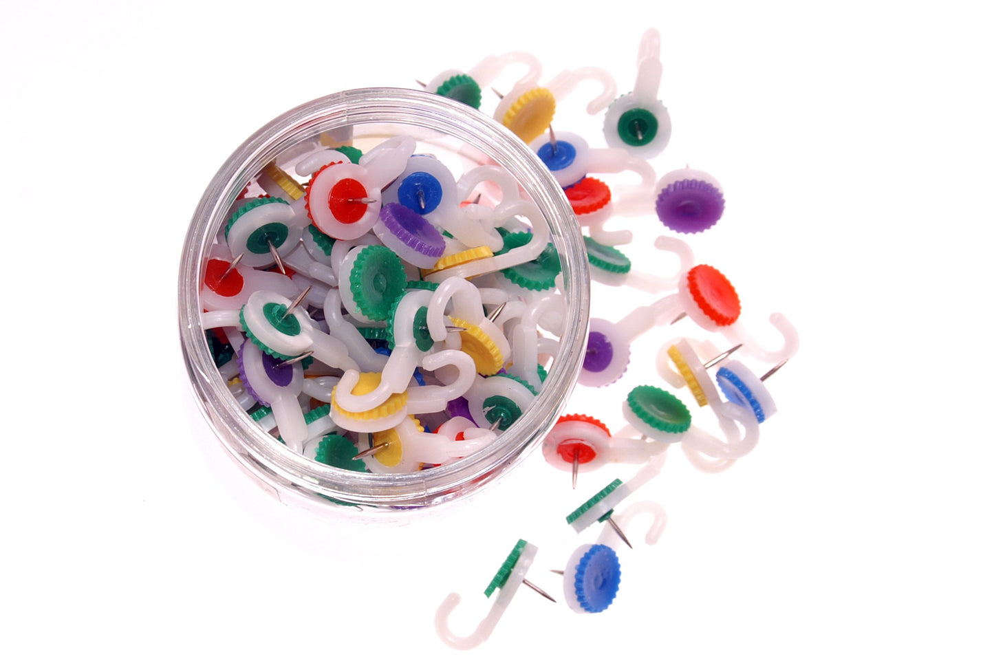 Whitecroft Essentials Tubs Hook Push Pins - Assorted Colours (Pack of 100