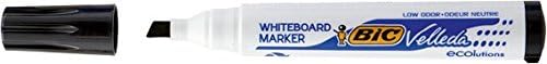 BIC Velleda 1751 ECOlutions Whiteboard Pens, Black, Box of 12 - Low-Odor Erasable Pens for Office or School