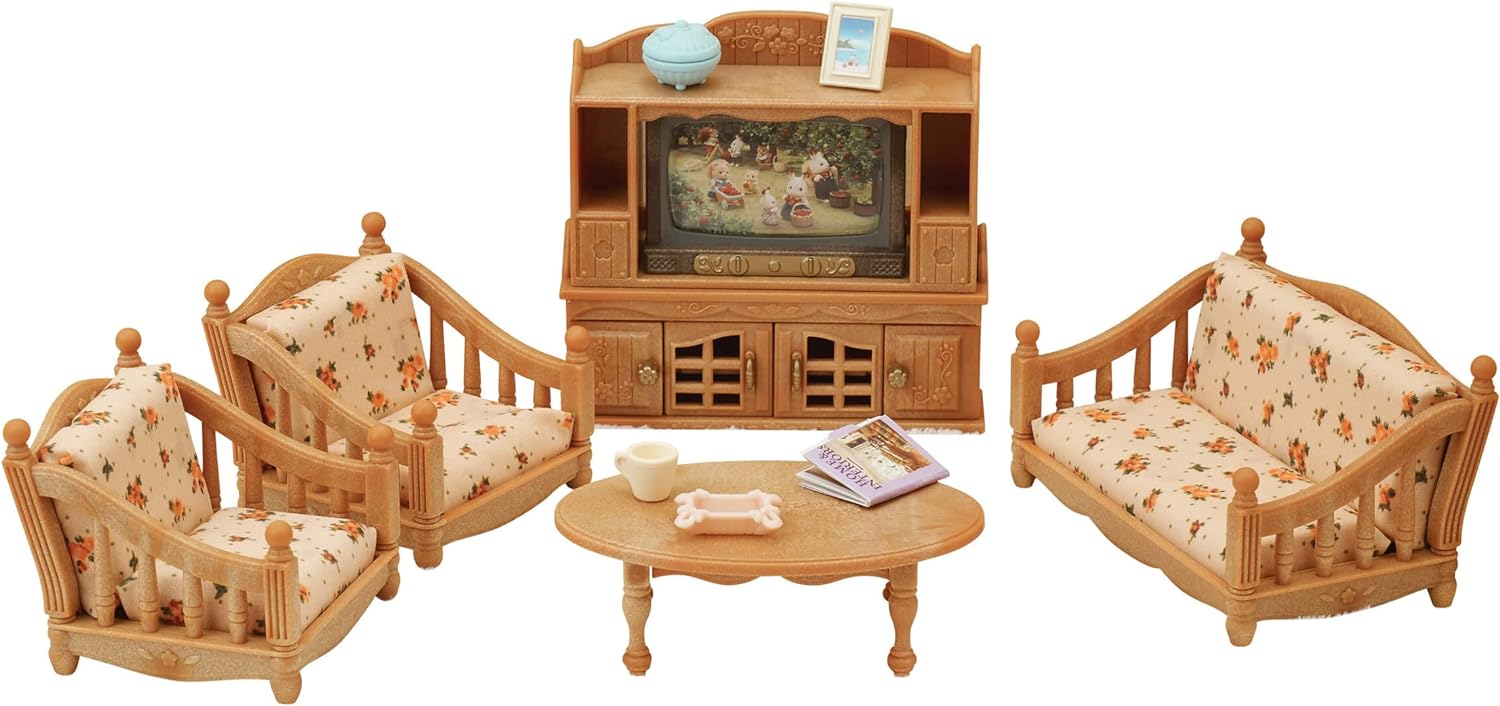 Sylvanian Families Comfy Living Room Set & 5338 Children's Bedroom Set, Multicolor