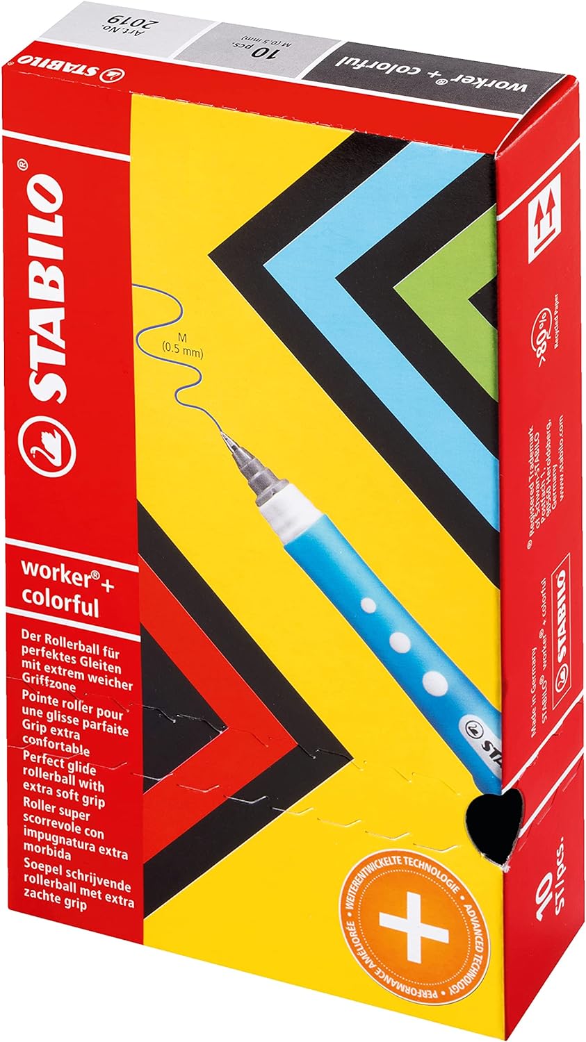 Rollerball - STABILO worker+ colorful - Pack of 10