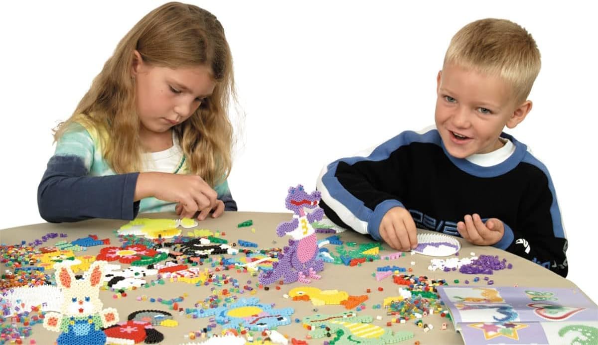 Hama Perlen Beutel | ca.3000 Midi Sicherungsperlen | Mosaik Deko Kunst & Basteln für kreative Kinder ab 5 Jahren | Wolkenweiß