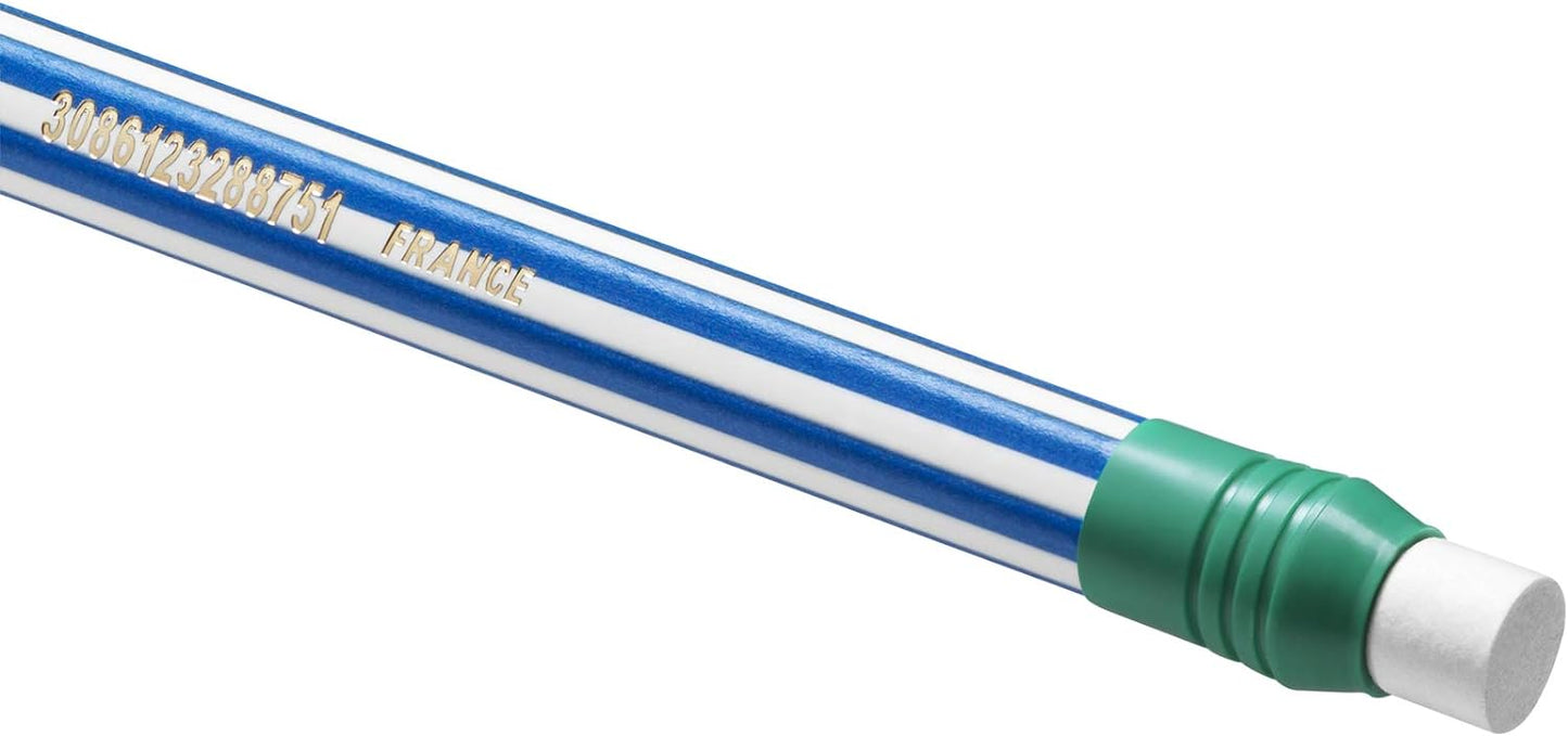 BIC Evolution Graphite Pencils - Pack of 8 - HB Pencils with Eraser - Colourful Stripe Design and Shock-Resistant Lead