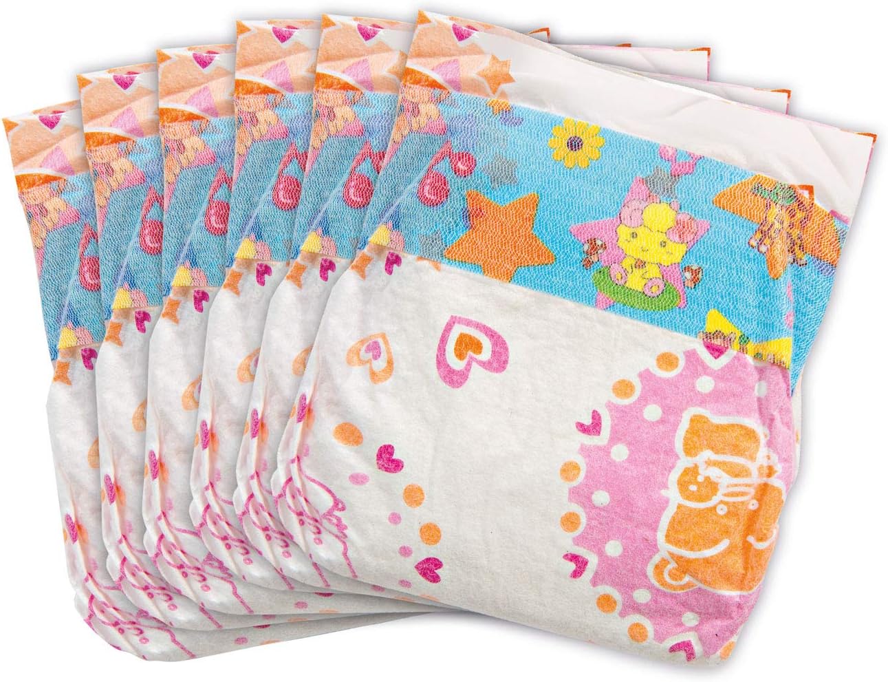 Heless 6375 Doll Nappies Pack of 6 Size 28-35 cm, Multi-Coloured