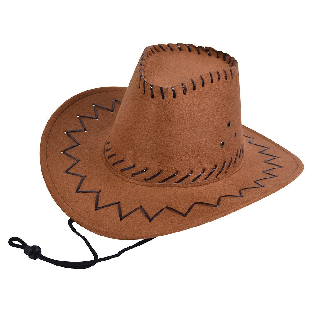 Cowboy Hat.Leather Stitch, Brown