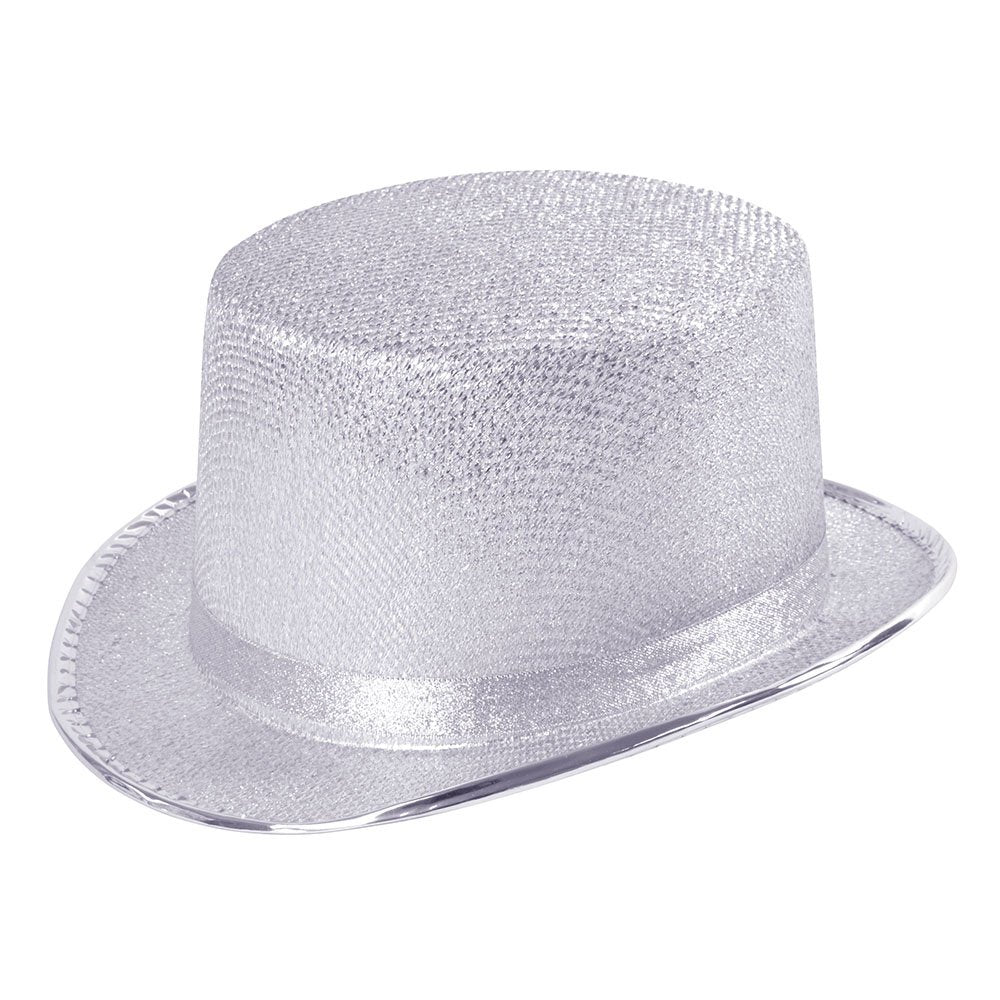 Bristol Novelty BH466 Top Hat Silver Lurex, Unisex-Adult, One Size