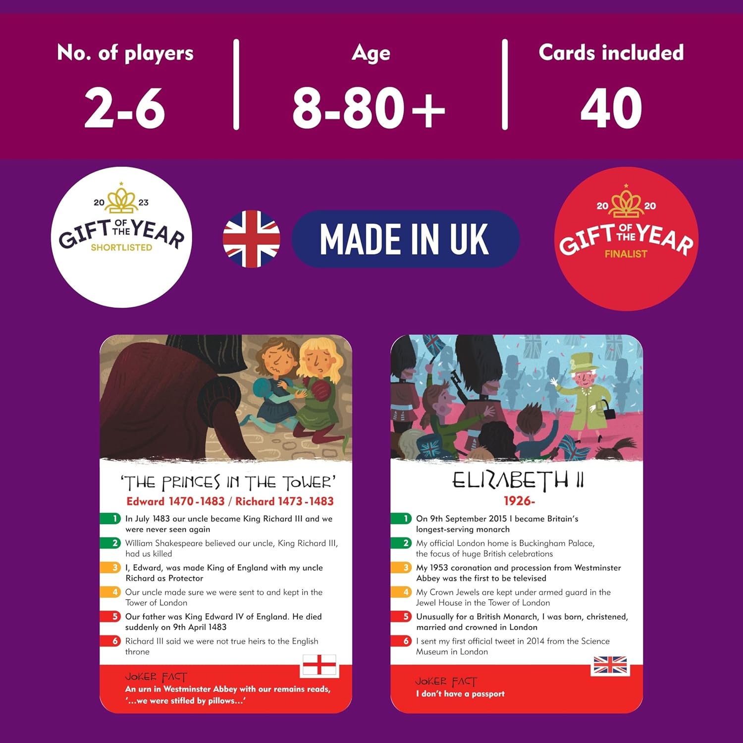 History Heroes: Kings & Queens - History Quiz Card Game for Kids, Adults - Family Friendly, Fun & Educational Travel Game About the British Monarchy & Royals