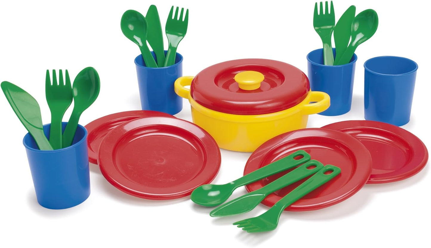 Dantoy Dinner Set for 4, 22 Piece Role Play for Kids Pretend Play, Made in Denmark – Multi Colour