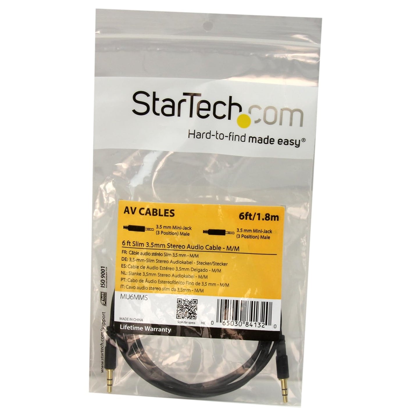6 Ft Slim 3.5Mm Stereo Audio Cable - M/M
