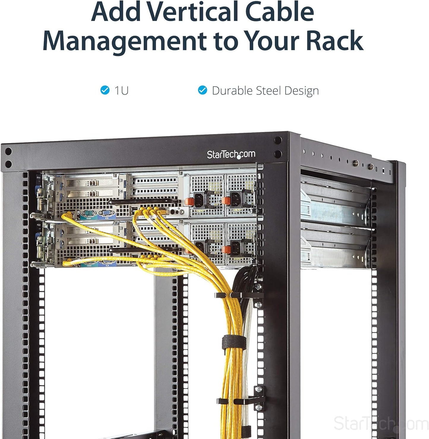 Startech CMHOOK1U 1U Vertical Server Rack Cable Management D-Ring Hook with Rack Cable Organizer/Rackmount Cable Ring,Black,5.7x10cm