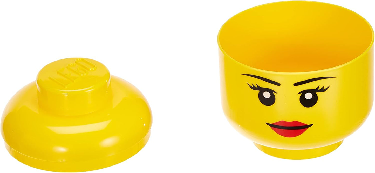 LEGO STORAGE HEAD (MINI) - GIRL - Polypropylene Storage Box with Lid for Kids' Toy Storage, Stackable Organizer, and Fun Storage Solution for LEGO Enthusiasts and Beyond