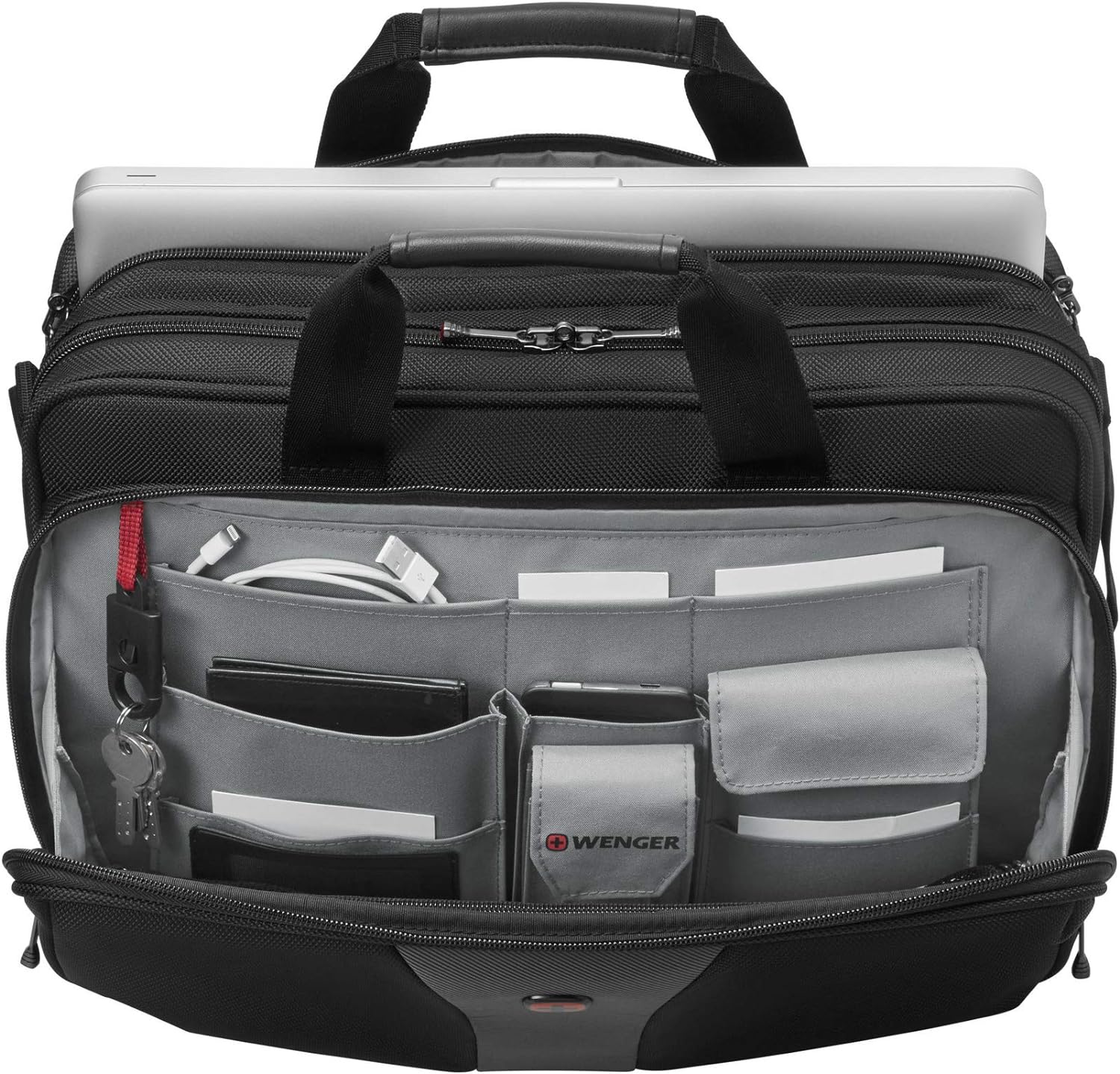 Wenger Legacy Briefcase, Laptop Bag over Shoulder, Fits up to 16″ Laptop, 15 l, Unisex, Ideal for Office Business Uni School, Black/Grey