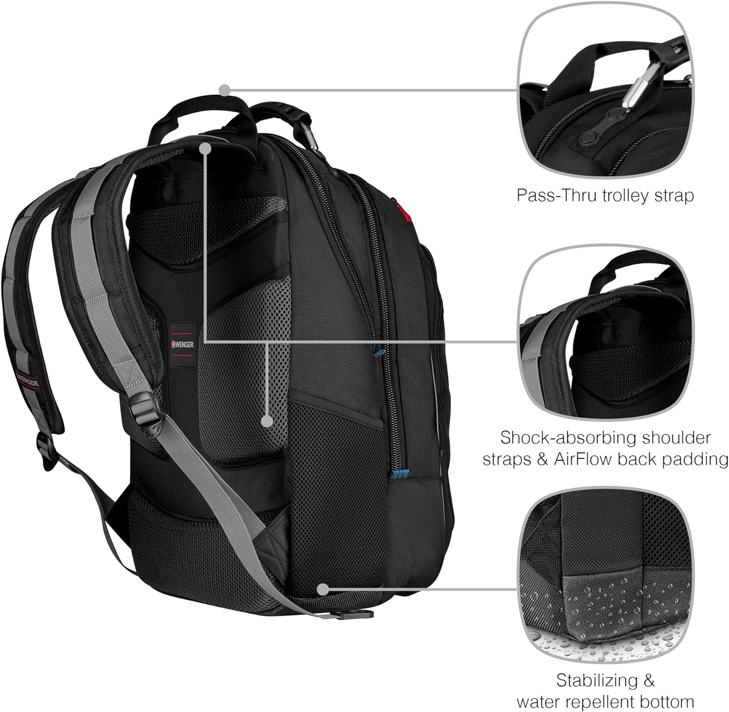 Wenger 600637 CARBON 17 Inch MacBook Pro Backpack, Padded Laptop Compartment with Case-Stabilising Platform in Blue {30 Litre}