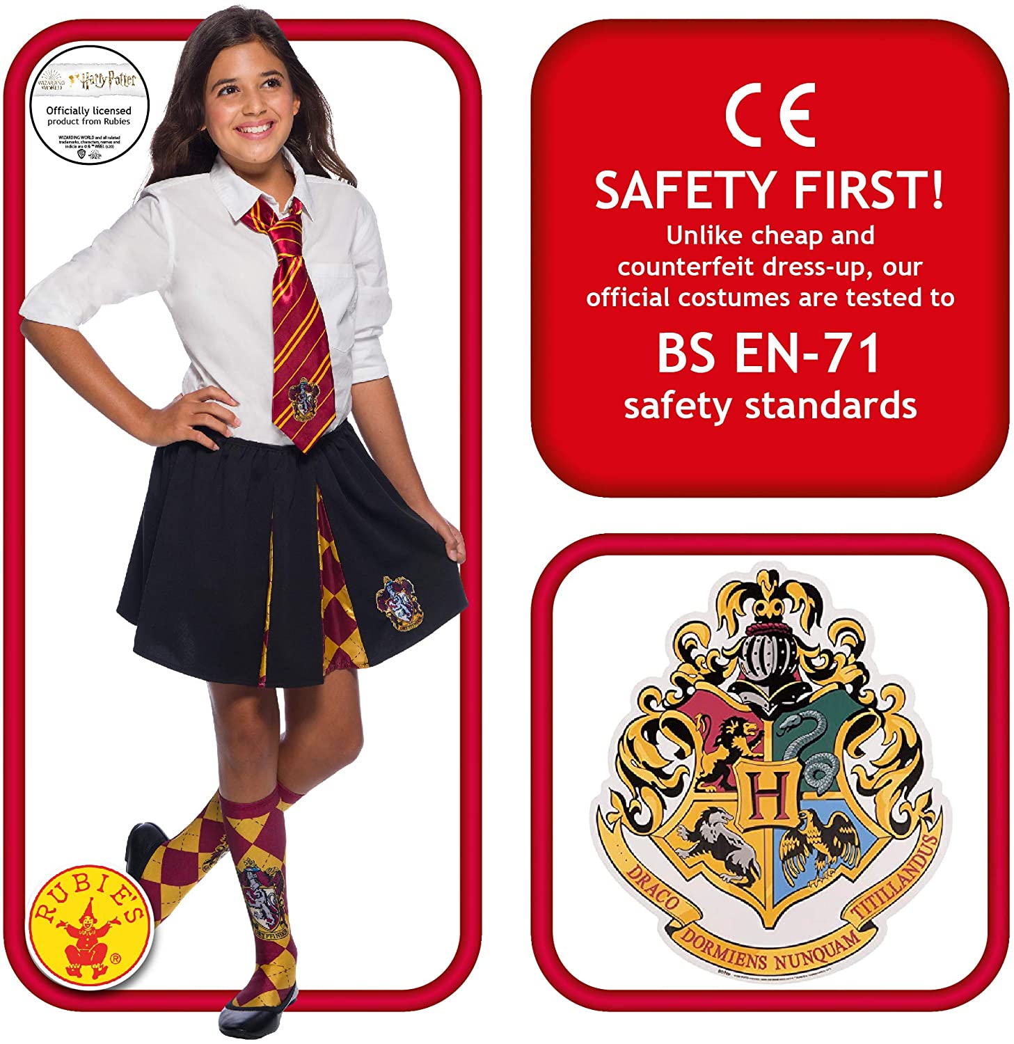 Rubie's Official Harry Potter Gryffindor Costume Skirt, Childs One Size Approx Age 5 - 7 Years 5-7 Years