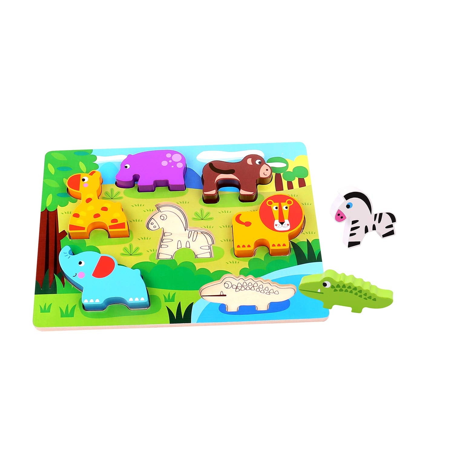 Andreu Toys 921 TKC394 EA Wooden Animal Chunky Puzzle (EXP), Multicolor, 29.5 x 21 x 1.7 cm
