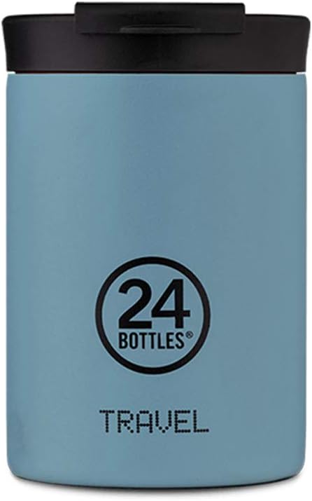 24 Bottles Travel Tumbler geïsoleerde drinkfles van roestvrij staal, 350 ml, coffee-to-go voor 24 uur koud en 6 uur warm, thermoskan (Powder Blue)