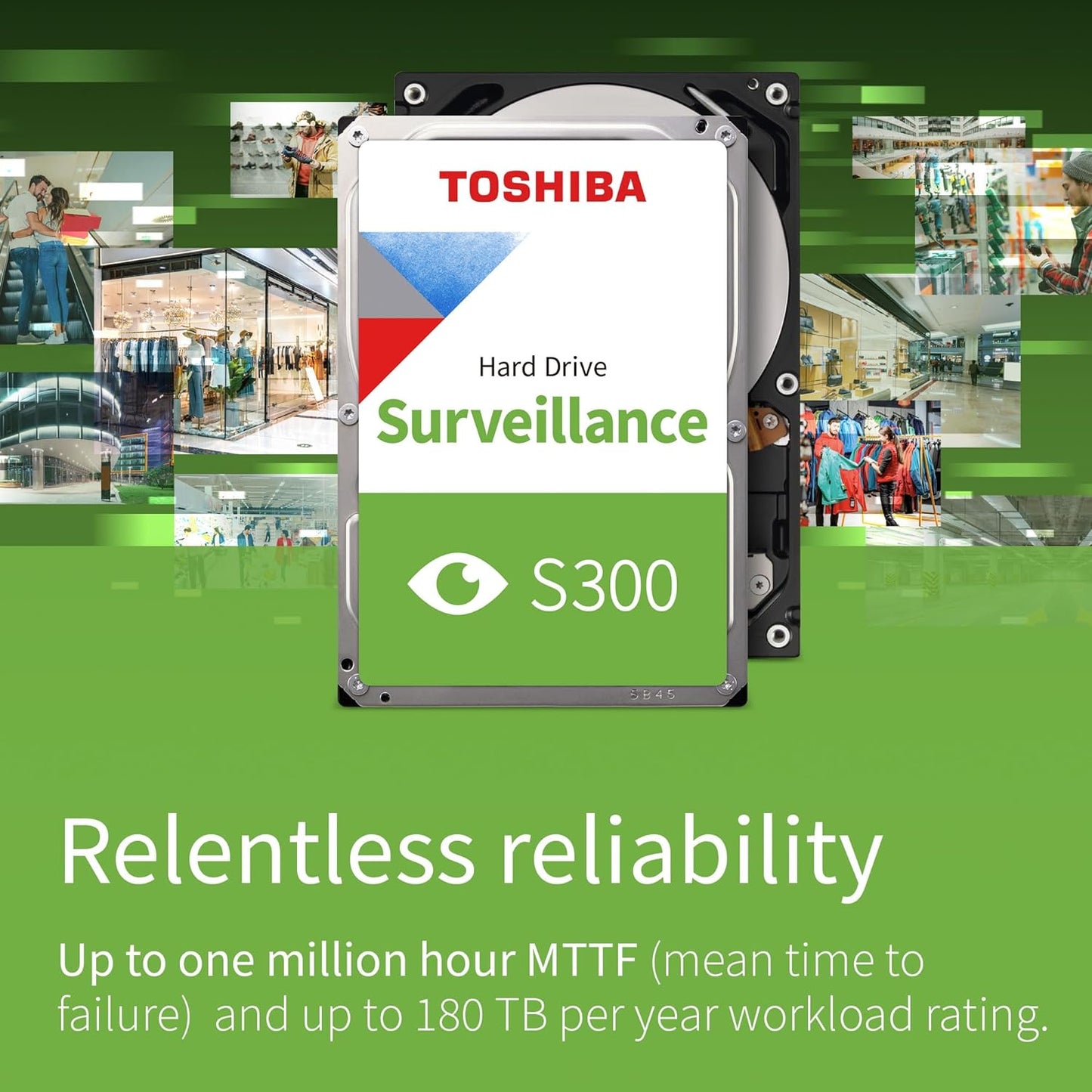 Toshiba 2TB S300 Surveillance HDD - 3.5' SATA Internal Hard Drive Supports up to 64 HD cameras at a 180TB/Year workload (HDWT720UZSVA