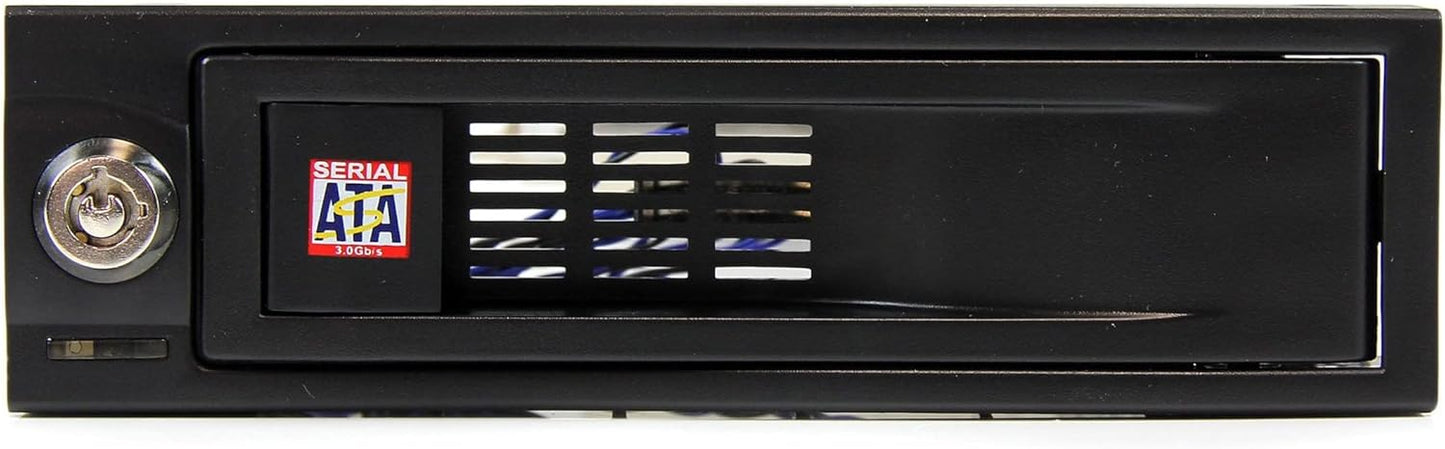 StarTech.com 5.25in Trayless Hot Swap Mobile Rack for 3.5in Hard Drive - Internal SATA Backplane Enclosure - Lockable drive bay (HSB100SATBK