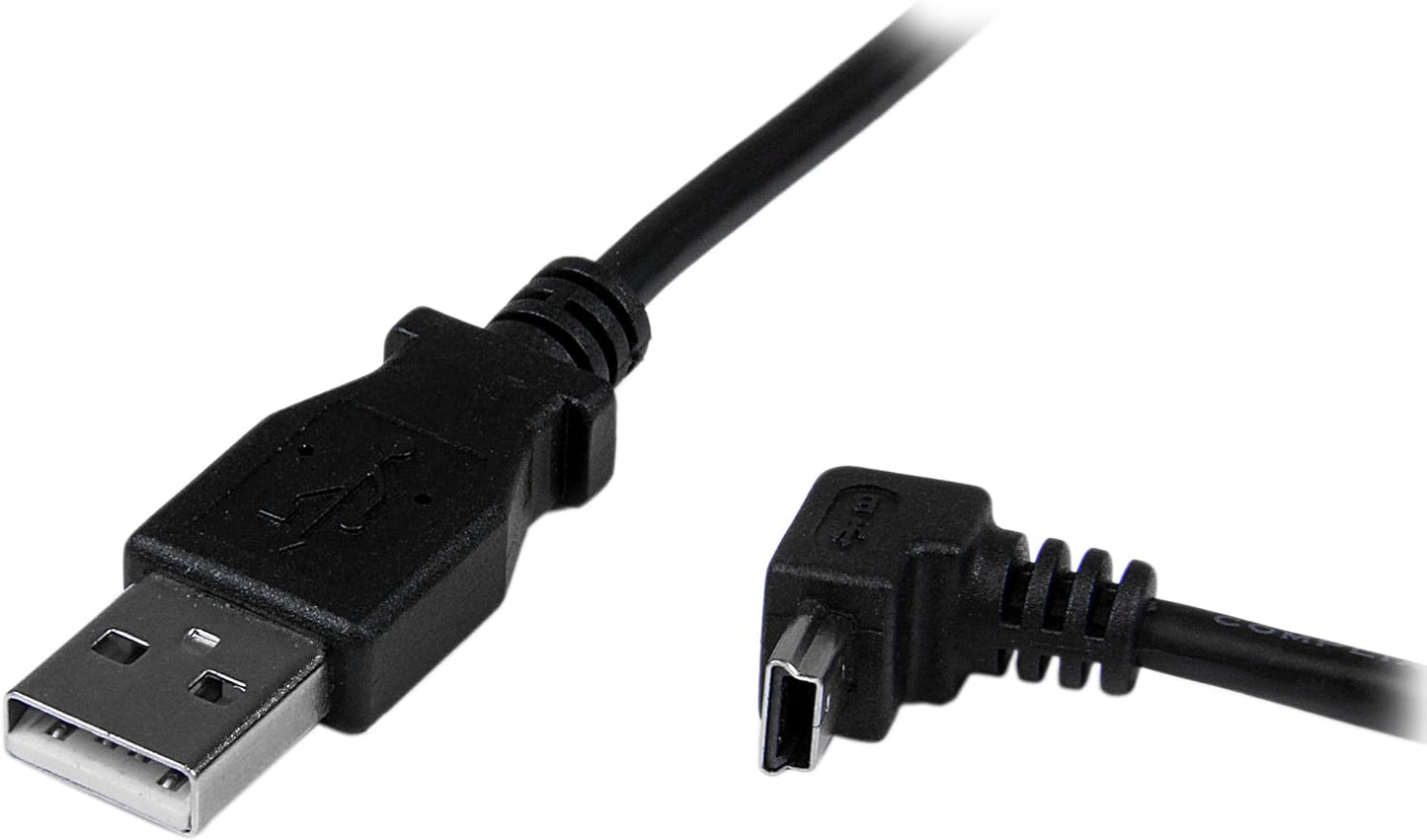 StarTech.com Down Angle Mini USB Cable - 2m - Black - USB A to Mini USB B - USB to Mini USB Cable - Mini USB Charger - USB A to Mini B (USBAMB2MD