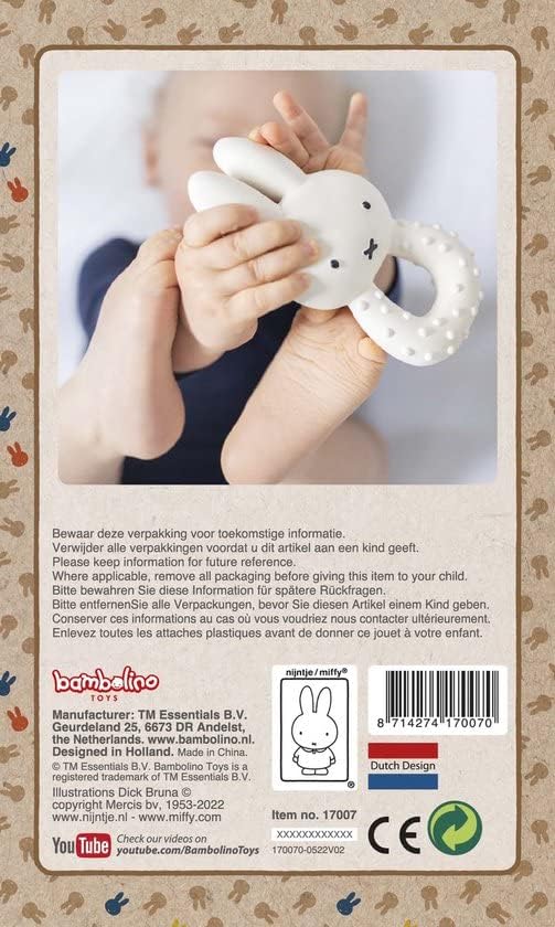 Miffy Baby Teething Ring: 100% Natural Rubber Teething Toy, Soothes Sore Gums, for Babies Aged 0+