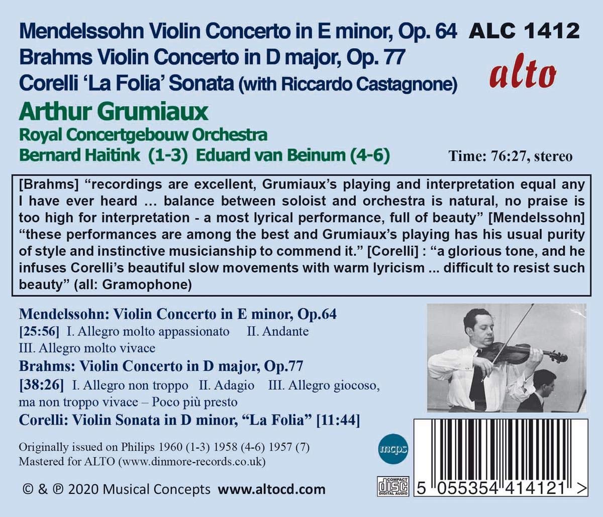 Brhms & Mendellsohn Violin Concertos Corelli La