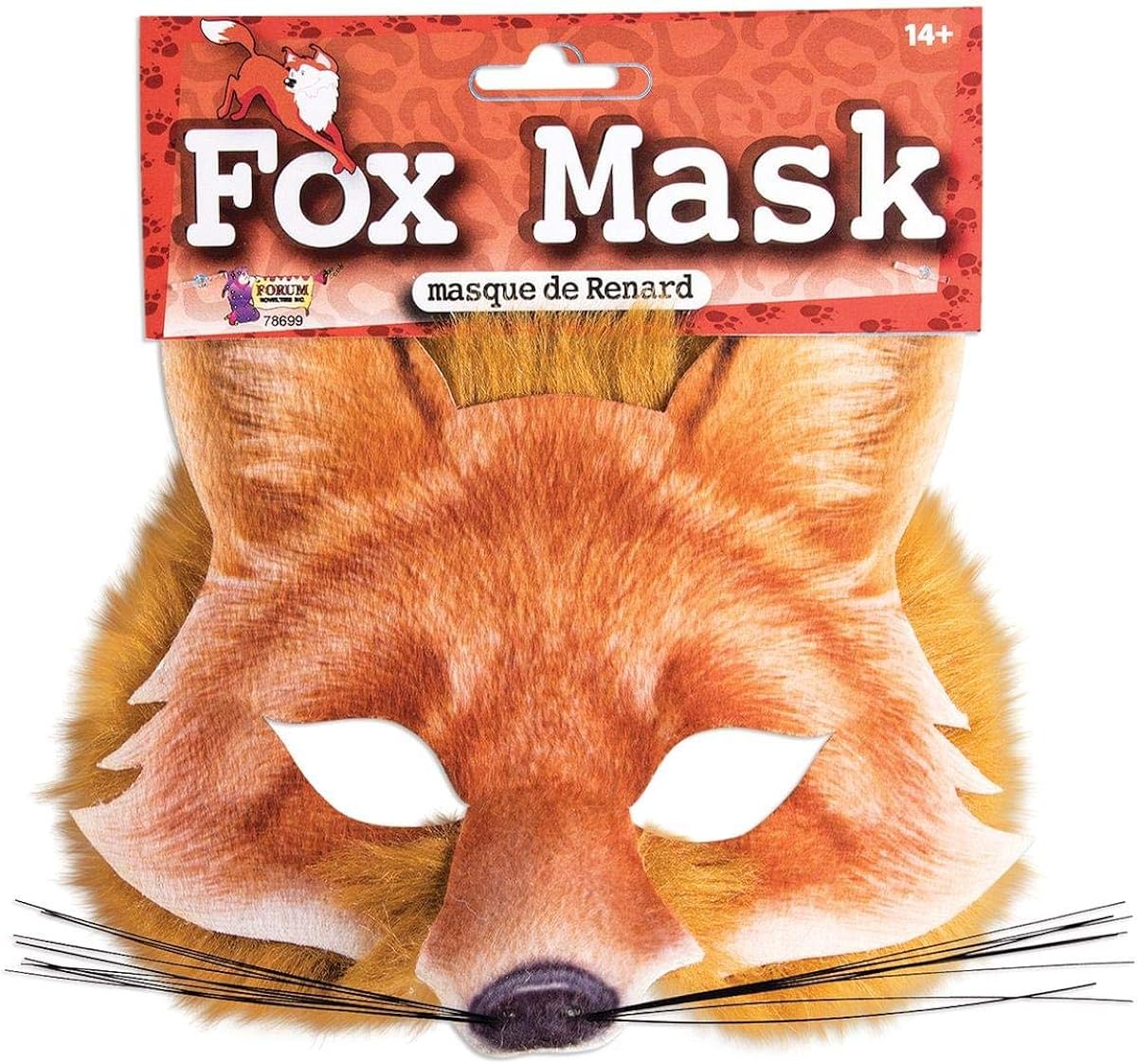 Forum Novelties X78699 Artificial fake/faux/artificial fur Fox Face Mask, Orange, One Size