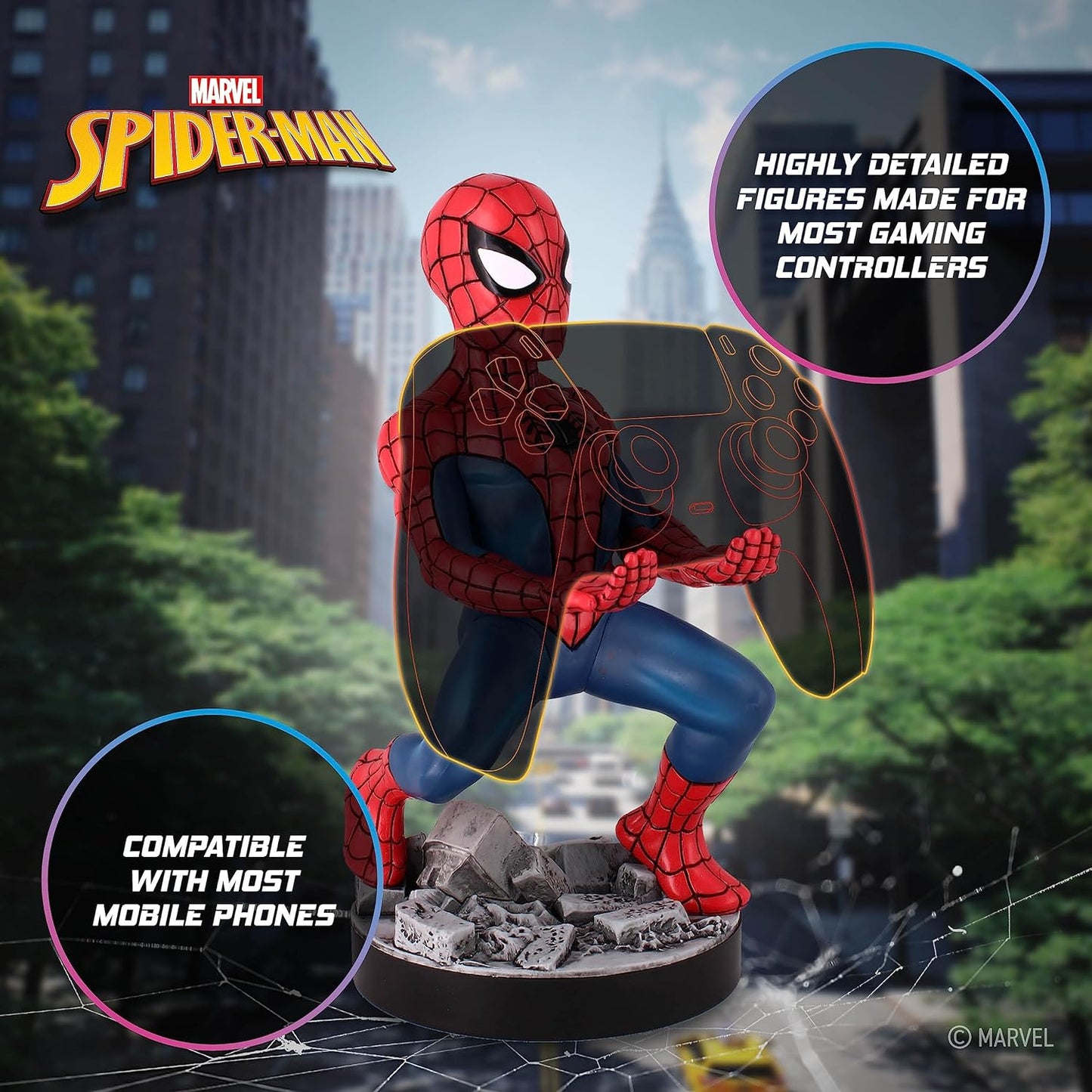 Cable Guys - Marvel Spiderman Gaming Accessories Holder & Phone Holder for Most Controller (Xbox, Play Station, Nintendo Switch) & Phone