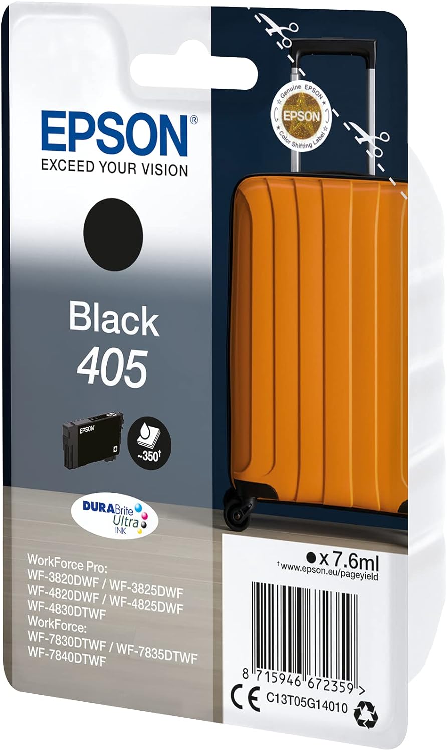Epson 405 Black Suitcase Genuine, DURABrite Ultra Ink