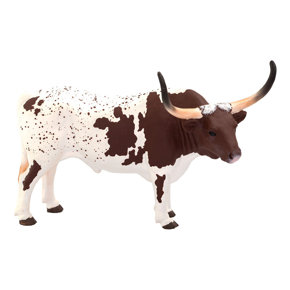 ANIMAL PLANET Farm Life Texas Longhorn Bull Toy Figure, Brown/White (387222)