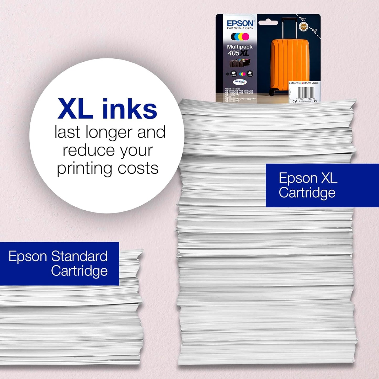 Epson 405XL Magenta Suitcase High Yield Genuine, DURABrite Ultra Ink