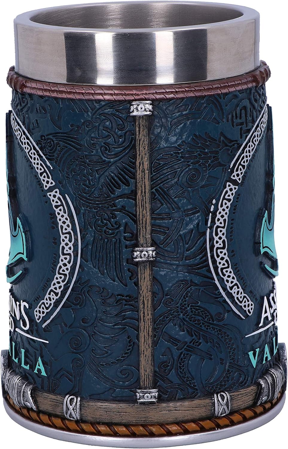 Nemesis Now B5335S0 Officially Licensed Assassins Creed Valhalla Viking Game Tankard, Resin w. Stainless Steel, 300 milliliters