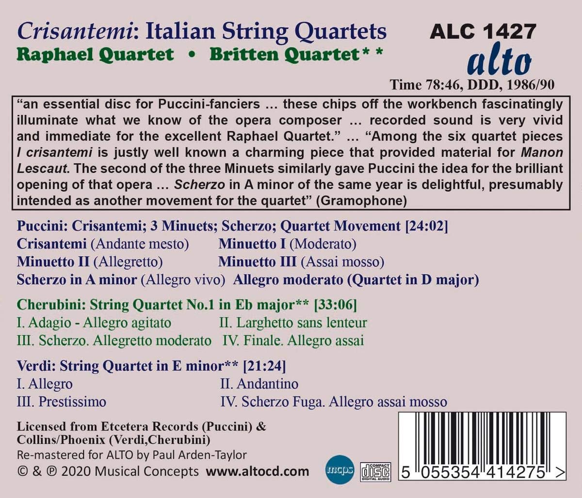 Crisantemi: Italian String Quaretes: Puccini: Cherubini: Verdi
