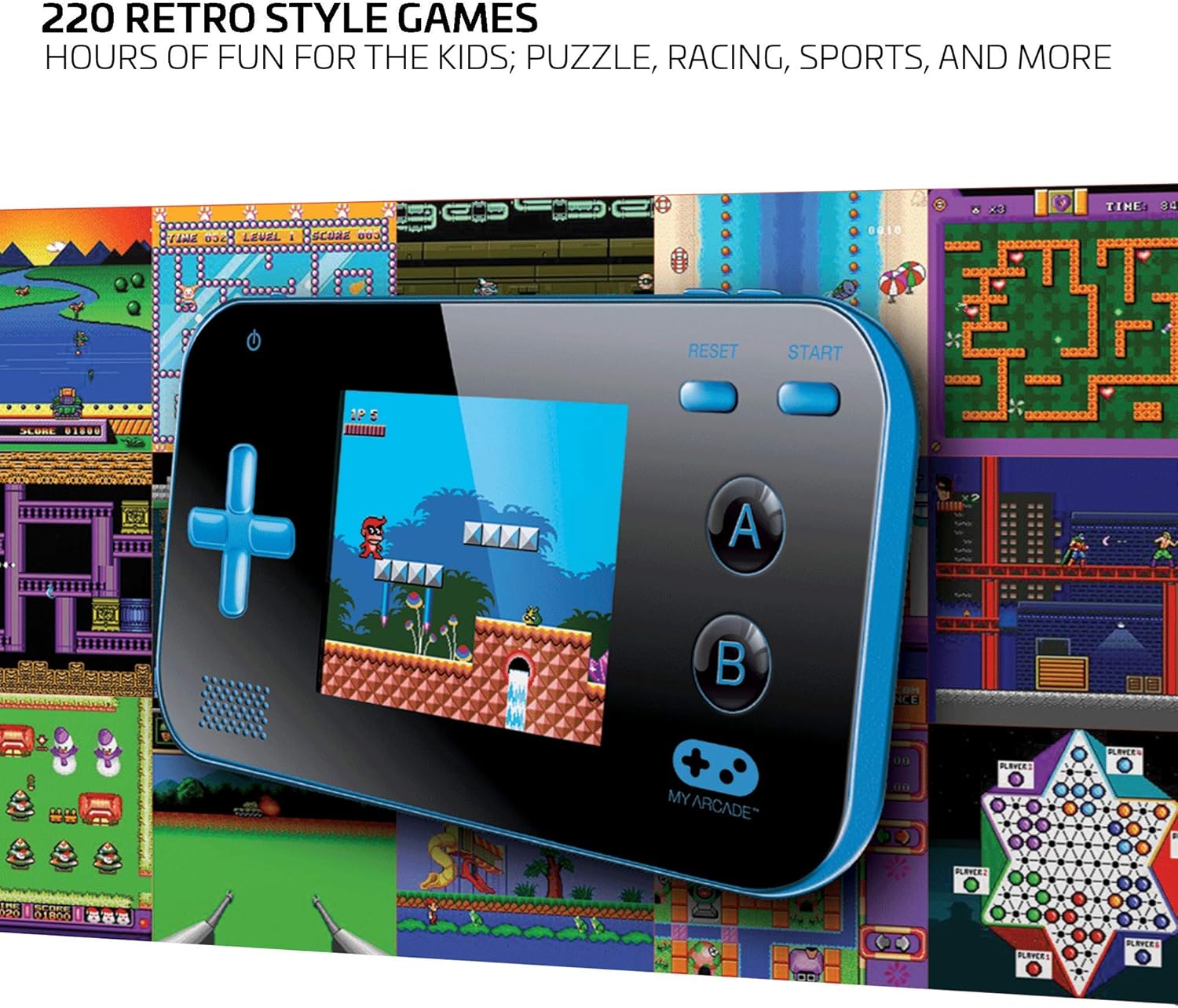 My Arcade DGUN-2888 Gamer V draagbare 8-bits machine bevat 200 ingebouwde games, blauw