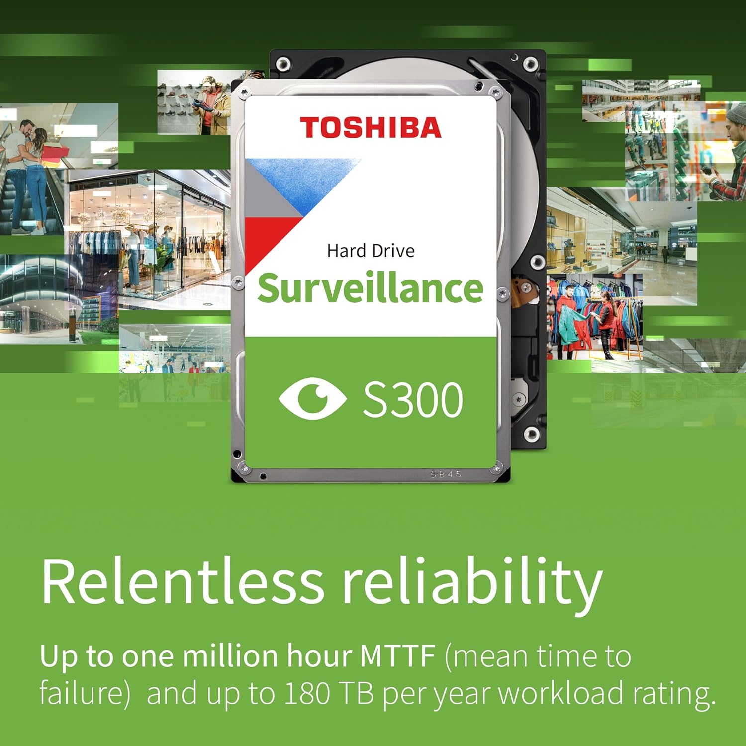 Toshiba 1TB S300 Surveillance HDD - 3.5' SATA Internal Hard Drive Supports up to 64 HD cameras at a 180TB/Year workload (HDWT720UZSVA