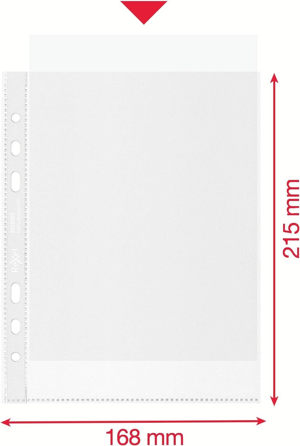 Rexel Recycle A5 Pockets, Embossed Strong PP, 70 Micron, Pack of 100, 2115703