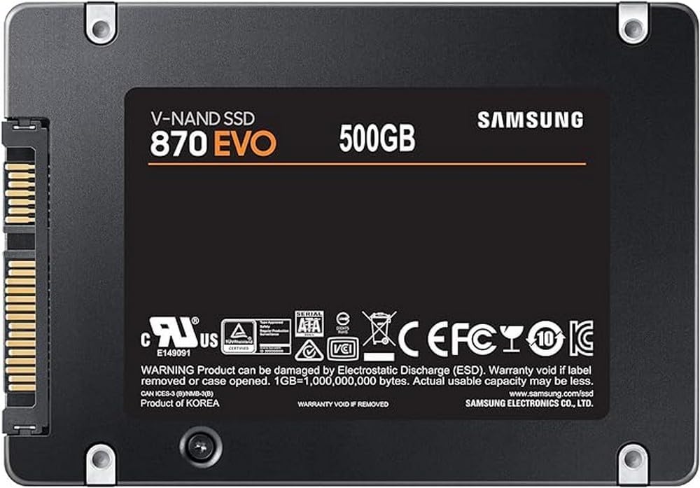Samsung SSD 870 EVO, 500 GB, Form Factor 2.5 Inch, Intelligent Turbo Write, Magician 6 Software