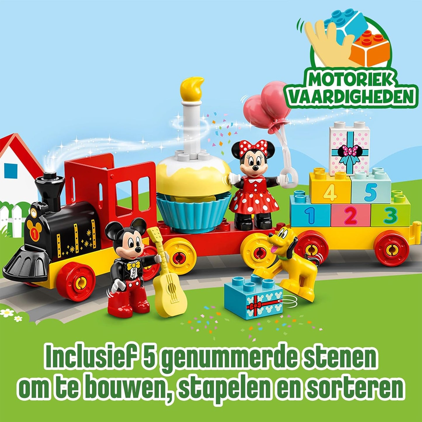LEGO 10941 DUPLO Disney Mickey & Minnie Birthday Train, Building Toys for Toddlers with Number Bricks, Cake and Balloons, 2 Year Old Girls & Boys Gifts & Disney Mickey Mouse Clubhouse