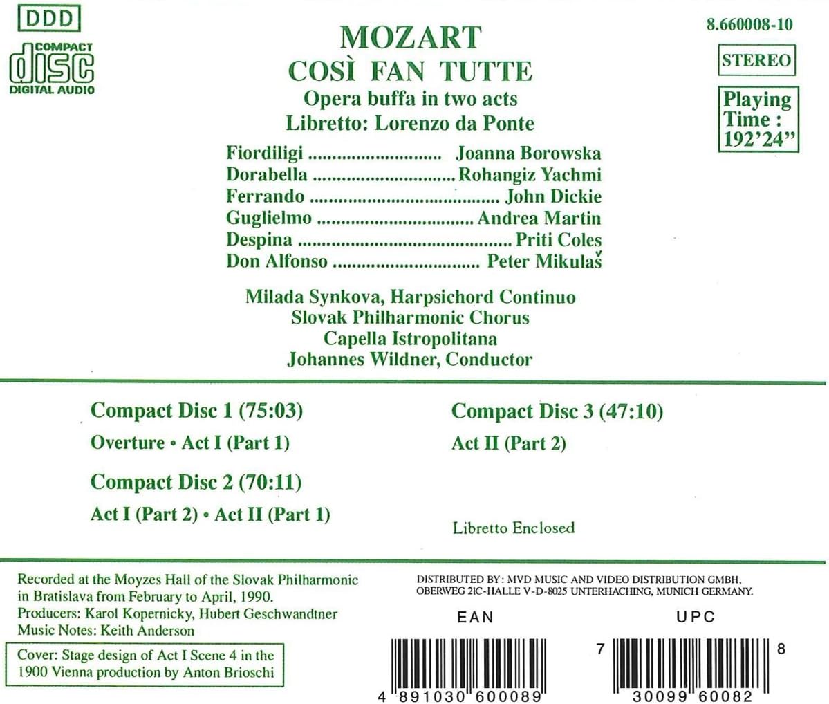 Cosi Fan Tutte (Wildner, Capella Istropolitana)