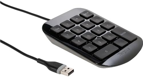 Targus USB Wire Numeric Keypad for Laptop Desktop Computer PC, Palm Size (AKP10EU), Black
